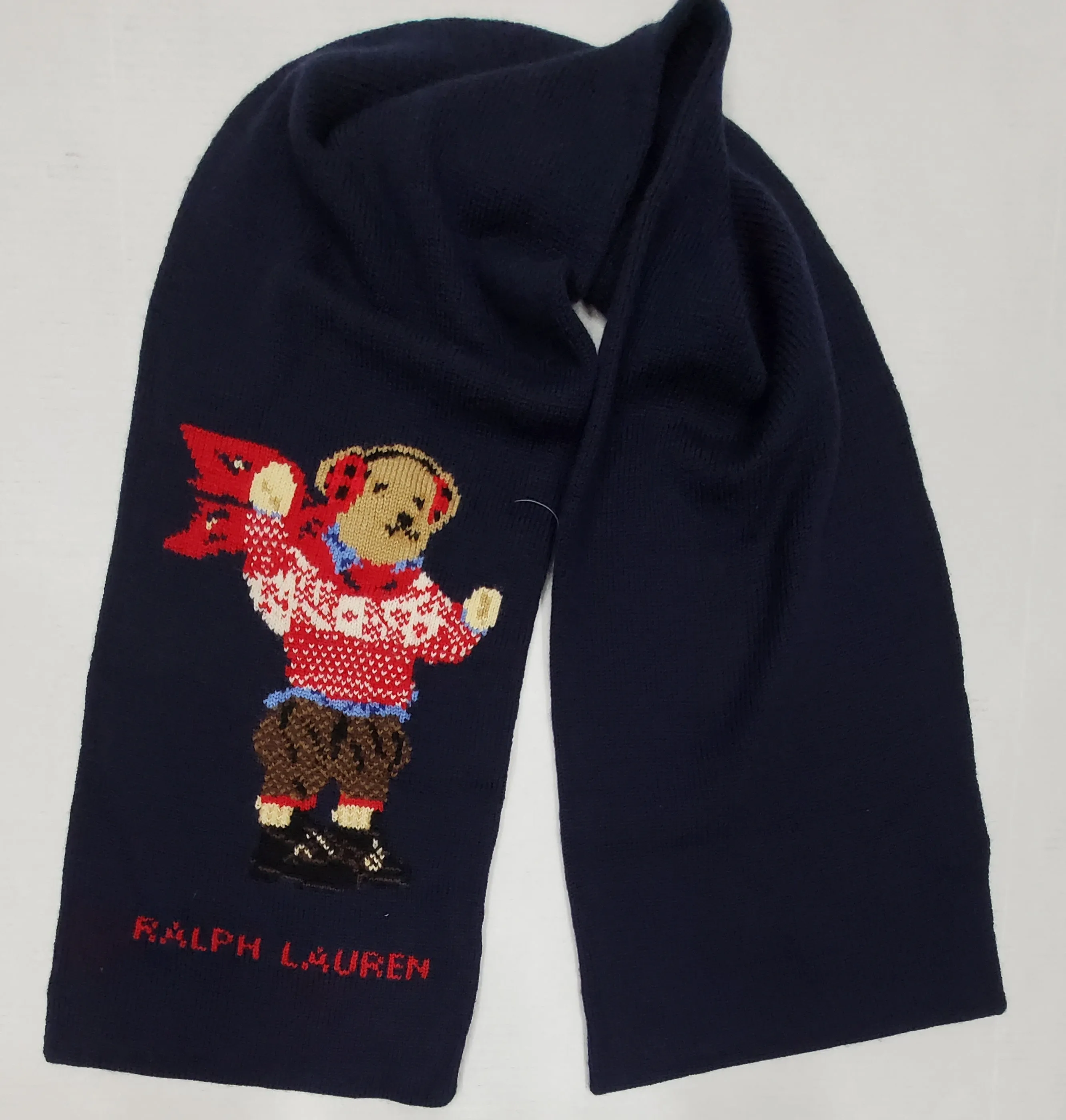 Nwt Polo Ralph Lauren Navy Bear Scarf