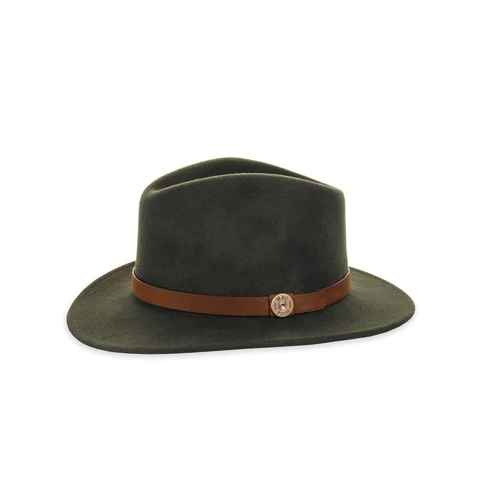 Olive Fedora with Pheasant Pin