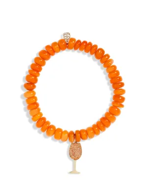 Orange Sapphire Wine Glass On Orange Opal Beaded Bracelet