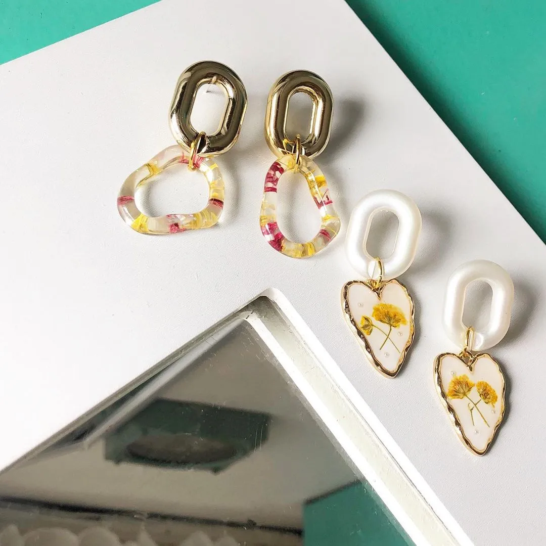 Oval Hoop Resin Earrings