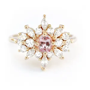 Oval pink sapphire & diamonds engagement ring, Phoenix ♥