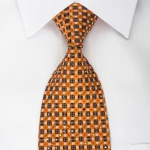 Paco Rabanne Rhinestone Silk Tie Orange Black Trellis With Silver Sparkles