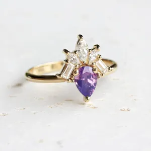 Pear Lavender Spinel Unique Engagement Ring - "Gatsby" ♥