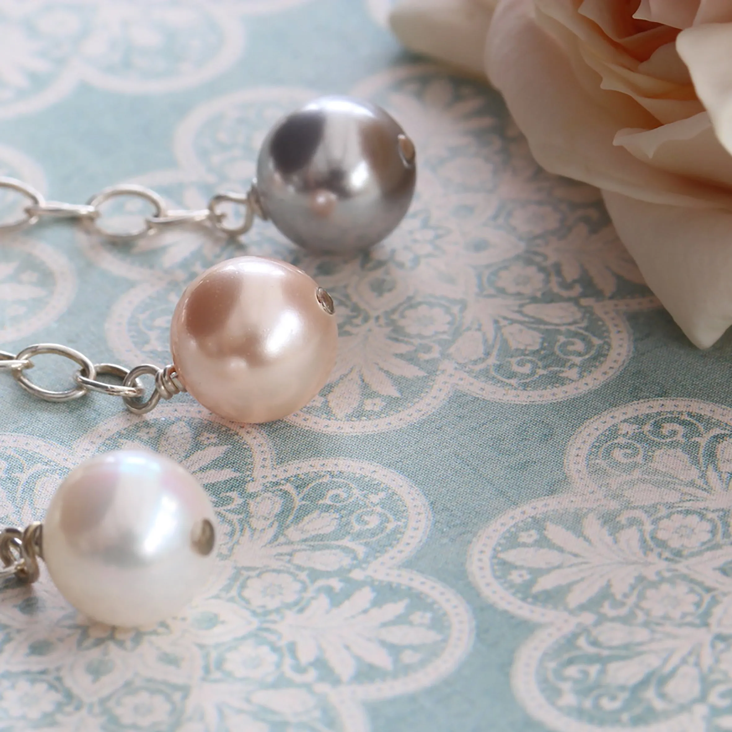 Personalised Silver and Crystal Pearl Cufflinks