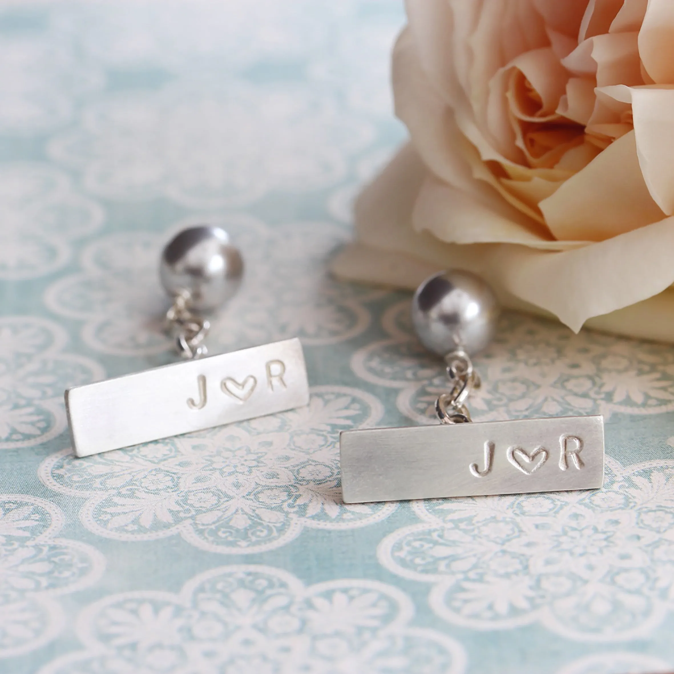 Personalised Silver and Crystal Pearl Cufflinks