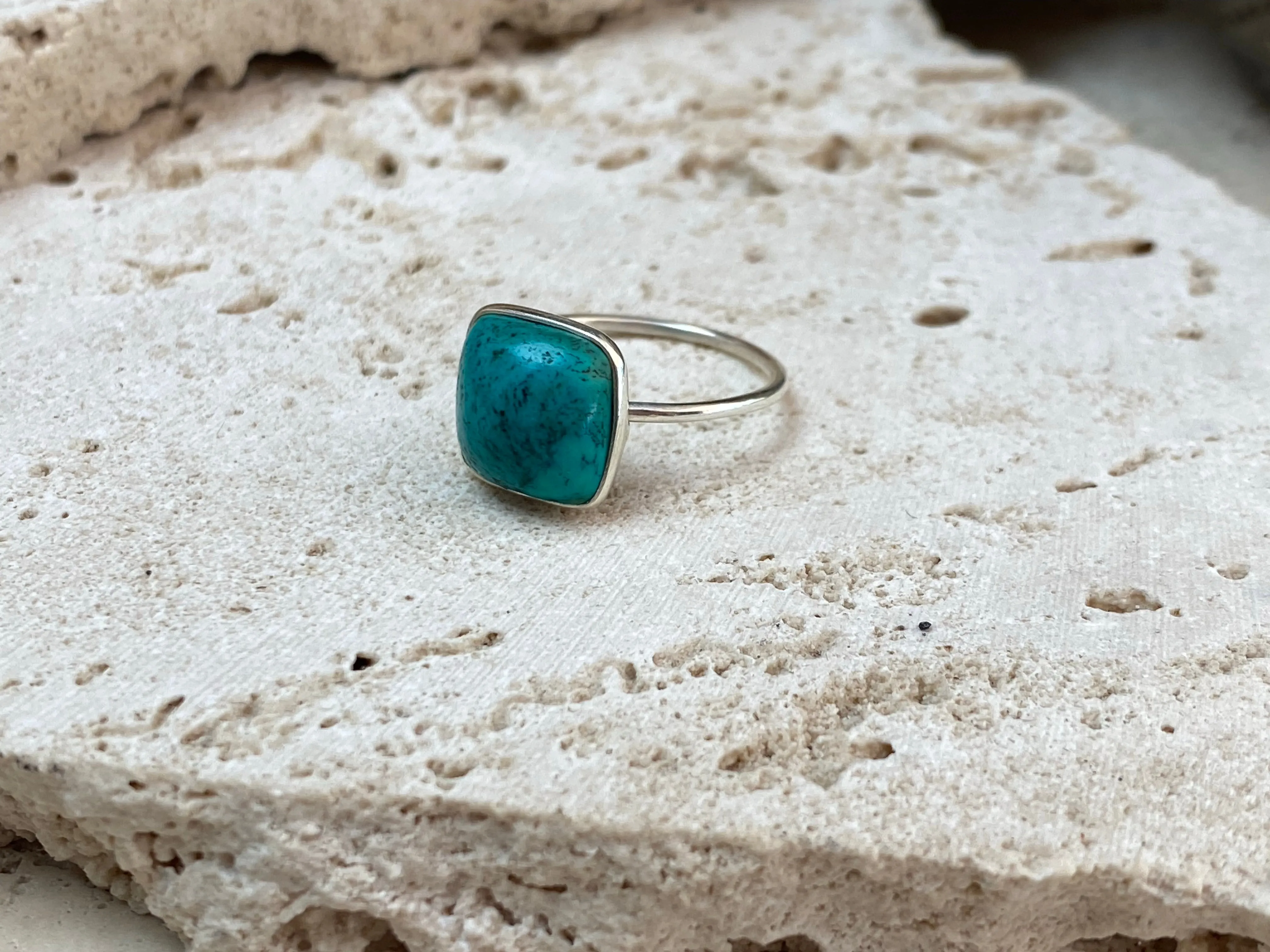 Petite Square Gemstone Rings