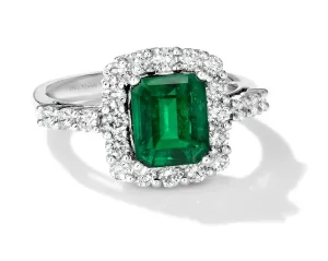 Platinum Emerald & Diamond Ring