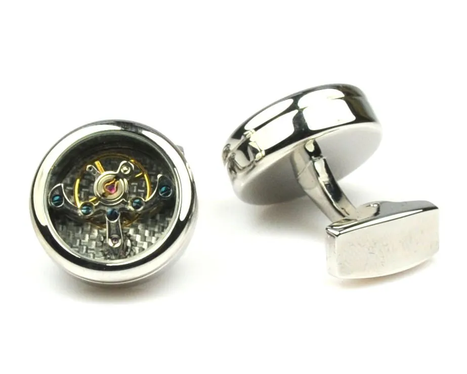 Polished Steel Tourbillon Cufflinks