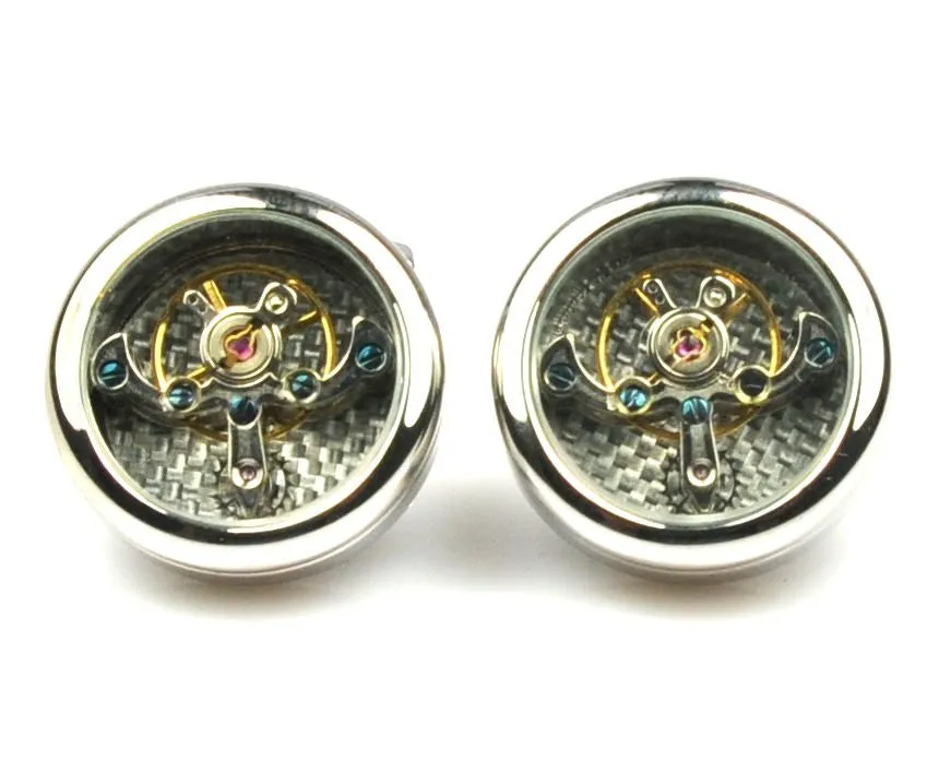 Polished Steel Tourbillon Cufflinks