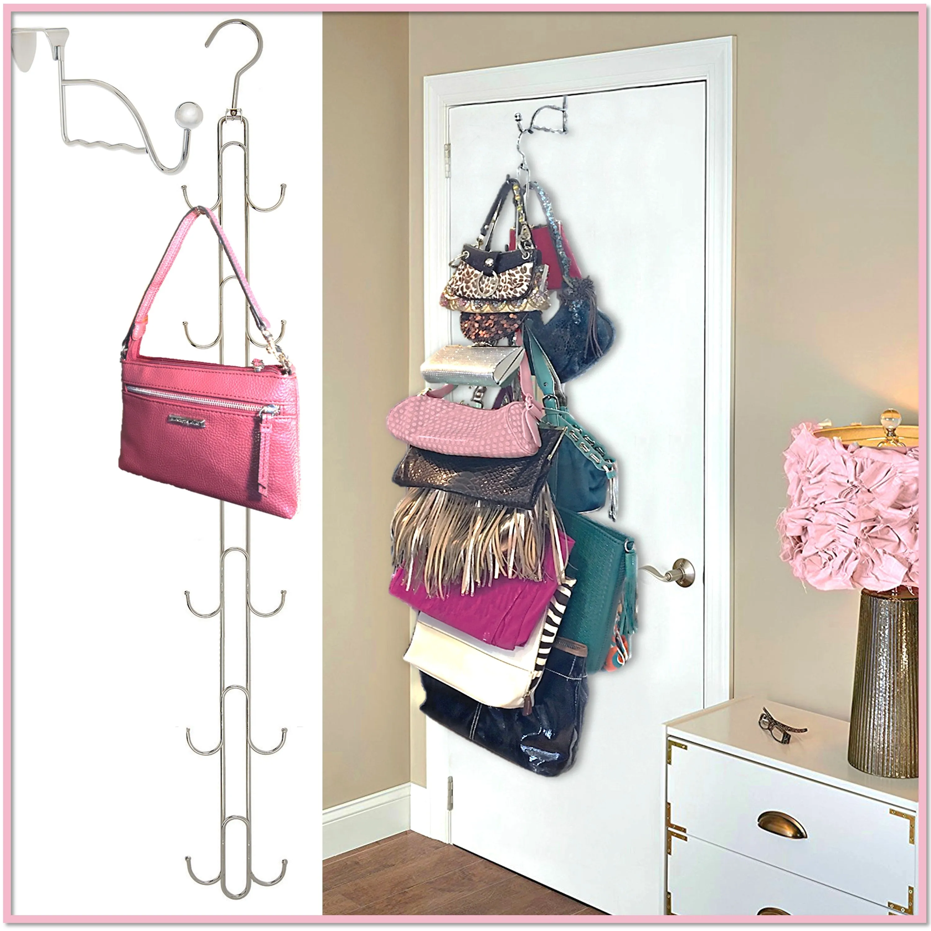 Purse Stax™ Purse Hanger -  Purse and Handbag Vertical Organizer (Single or 2-Pack)