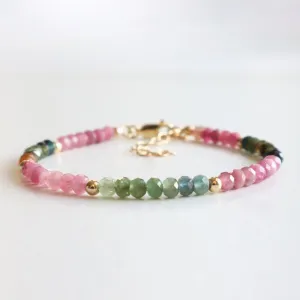 Rainbow Tourmaline Dainty Bracelet