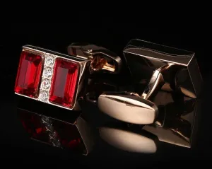 RED CRYSTAL CUFFLINKS