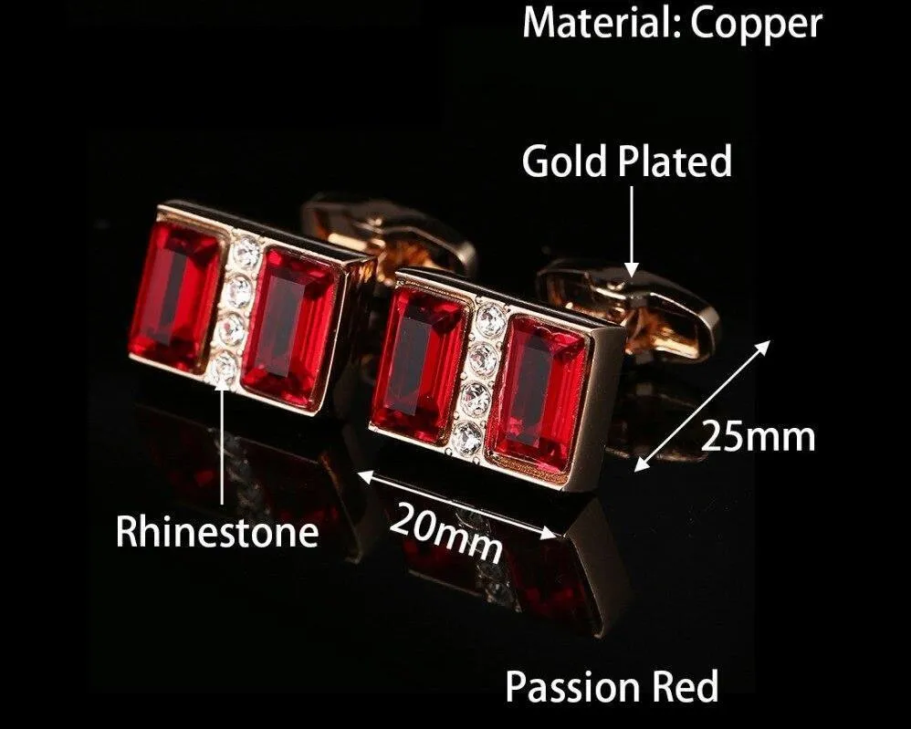 RED CRYSTAL CUFFLINKS