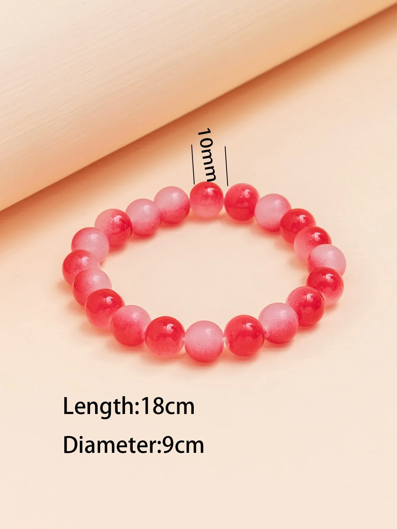 Red Ombre Minimalist Beaded Bracelet Stackable Stretch Bracelets Creative Beads