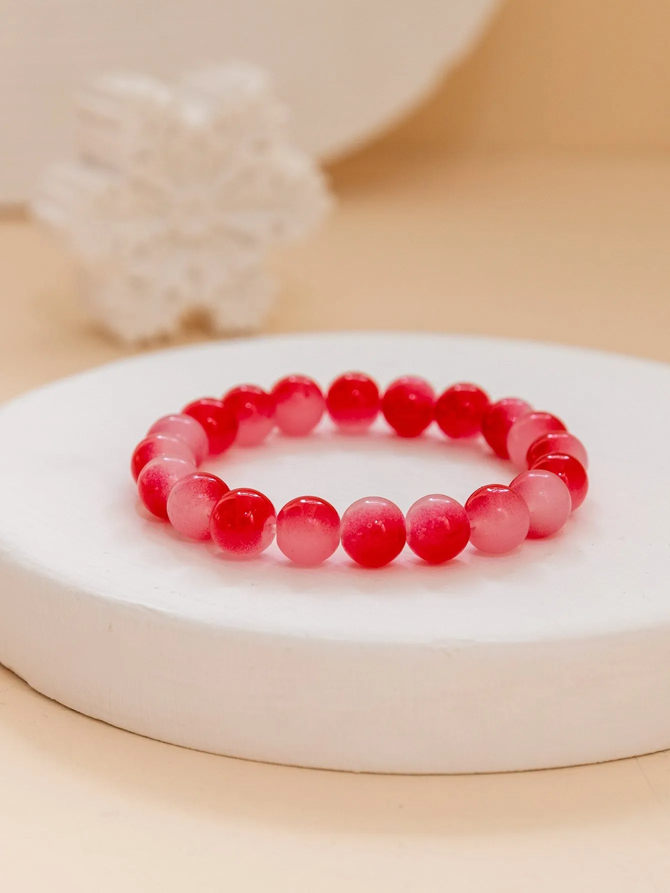 Red Ombre Minimalist Beaded Bracelet Stackable Stretch Bracelets Creative Beads