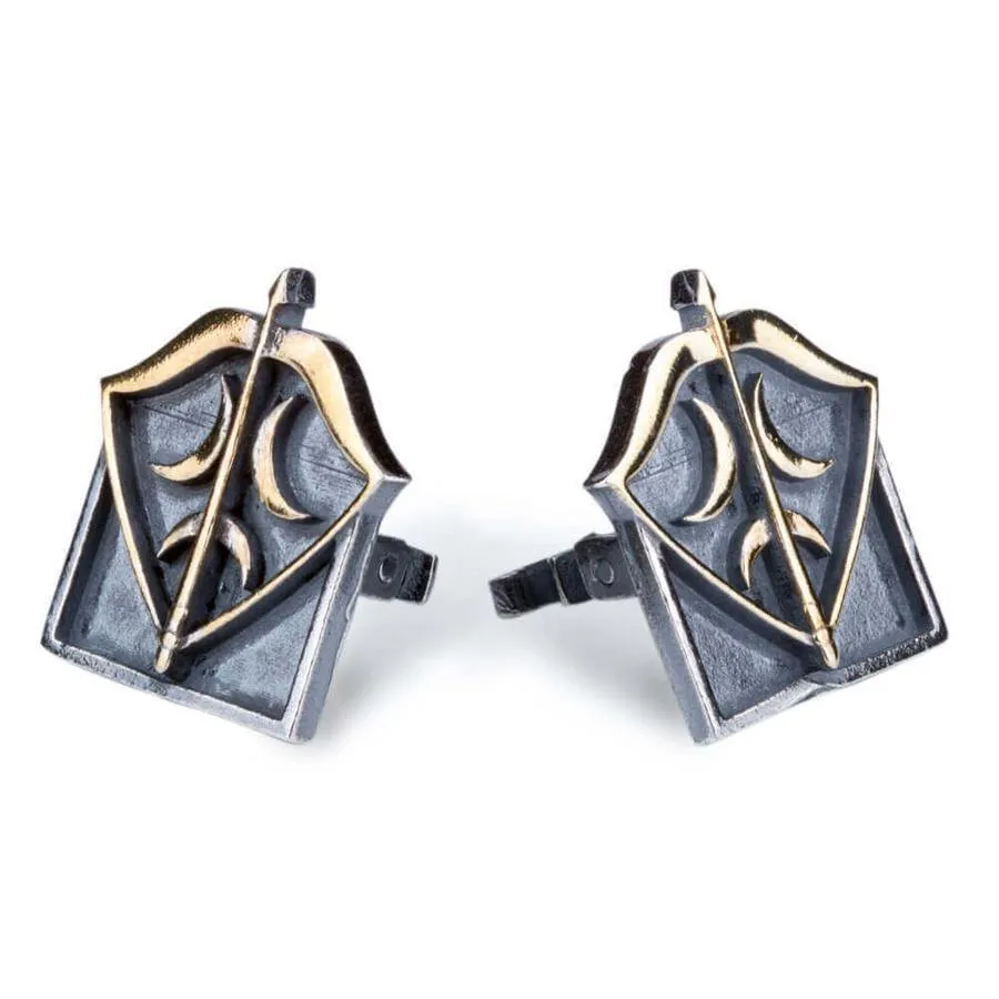 Resurrection Ertugrul Triple Crescent inside Bow and Arrow Silver Cufflinks