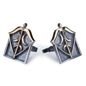 Resurrection Ertugrul Triple Crescent inside Bow and Arrow Silver Cufflinks