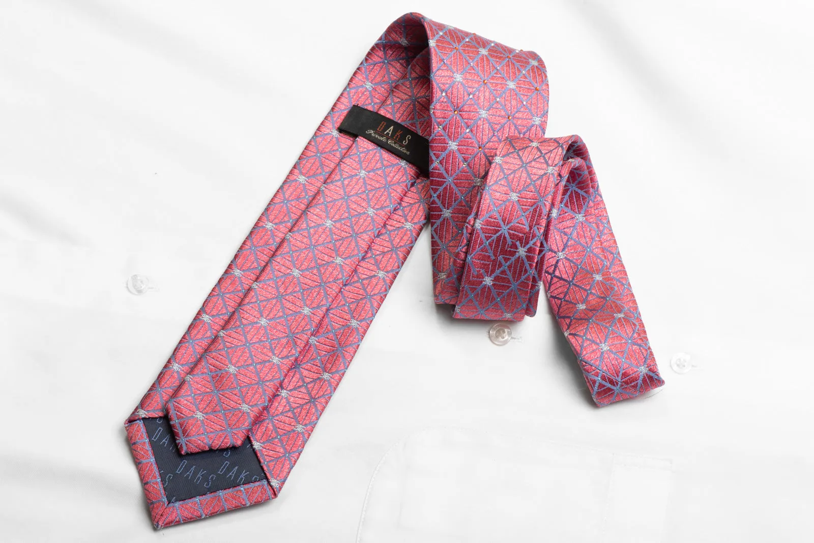 Rhinestone Silk Necktie Pink Geometric On Mauve With Sparkles