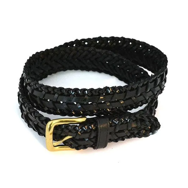 RIETERS - Mens Black Leather Plait Belt