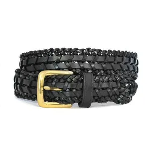 RIETERS - Mens Black Leather Plait Belt