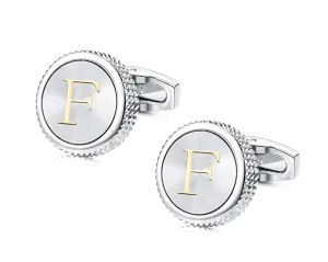 Round Letter Silver Cufflinks