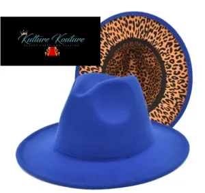 Royal Blue & Leopard Fedora Hat