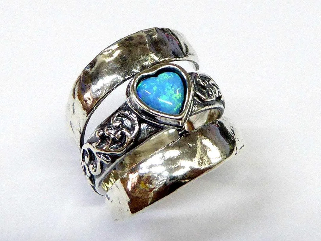 Silver Ring for woman/ Hippie ring / Blue Opal  silver ring