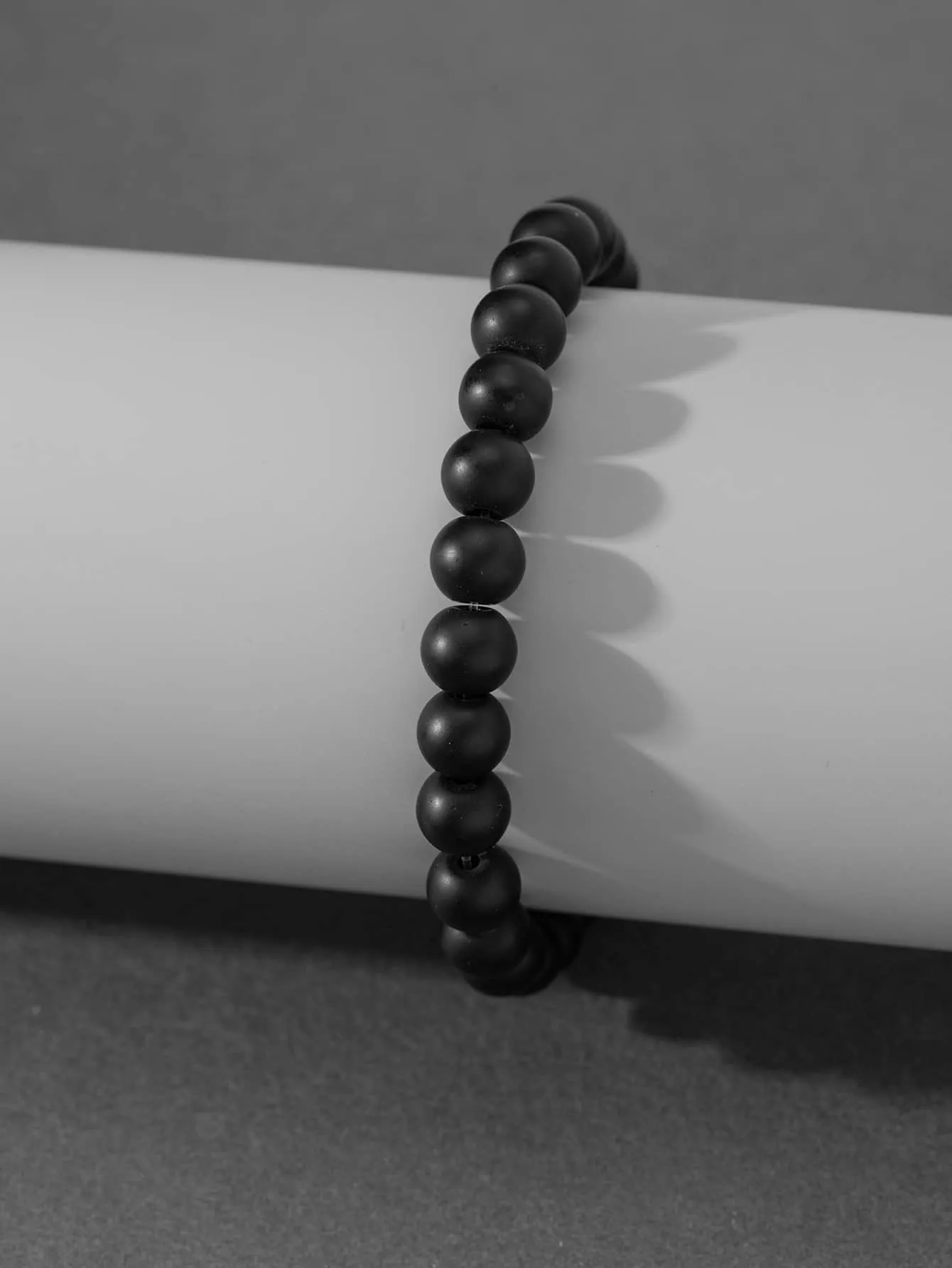 Simple Matte Black Beaded Bracelet for Women Men Stretchy Stackable Bracelets