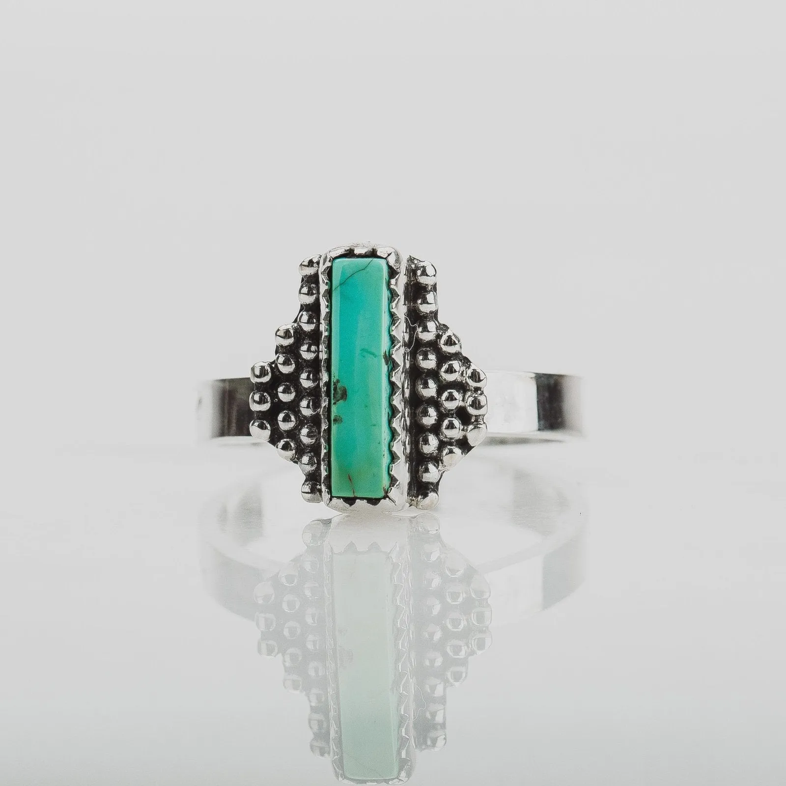 Size 5 Rectangle Royston Turquoise Gemstone Ring