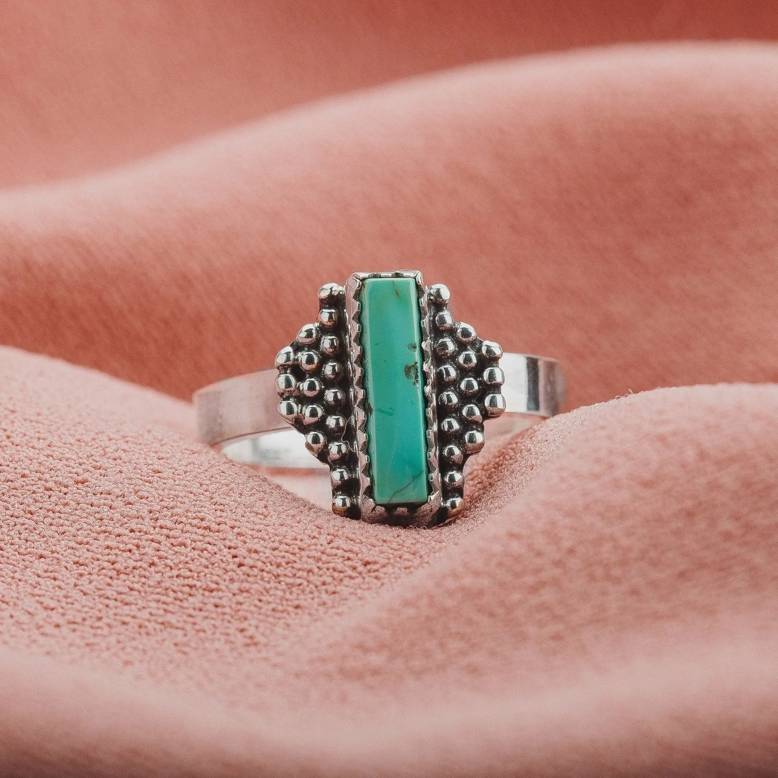 Size 5 Rectangle Royston Turquoise Gemstone Ring