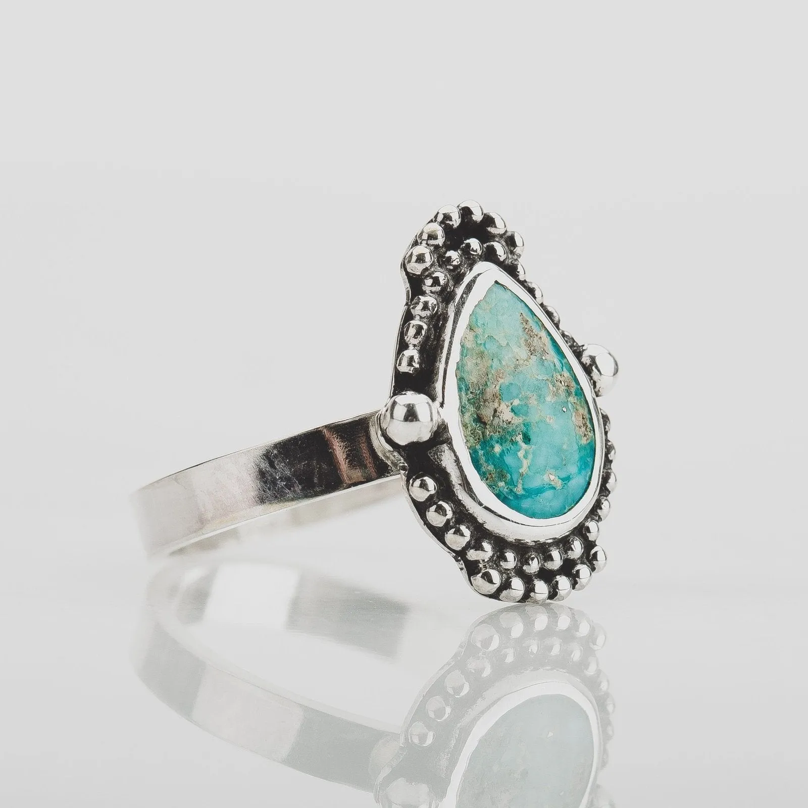 Size 6.75 White Water Turquoise Gemstone Ring