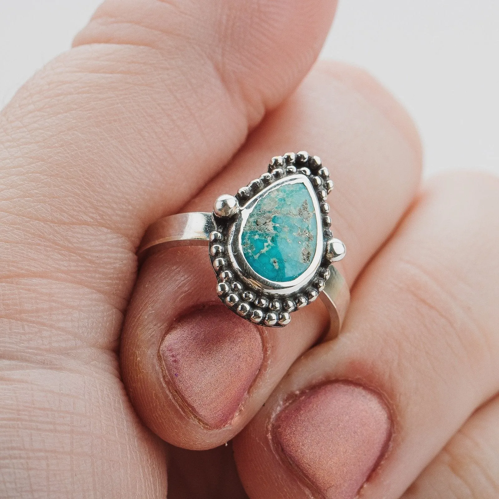 Size 6.75 White Water Turquoise Gemstone Ring