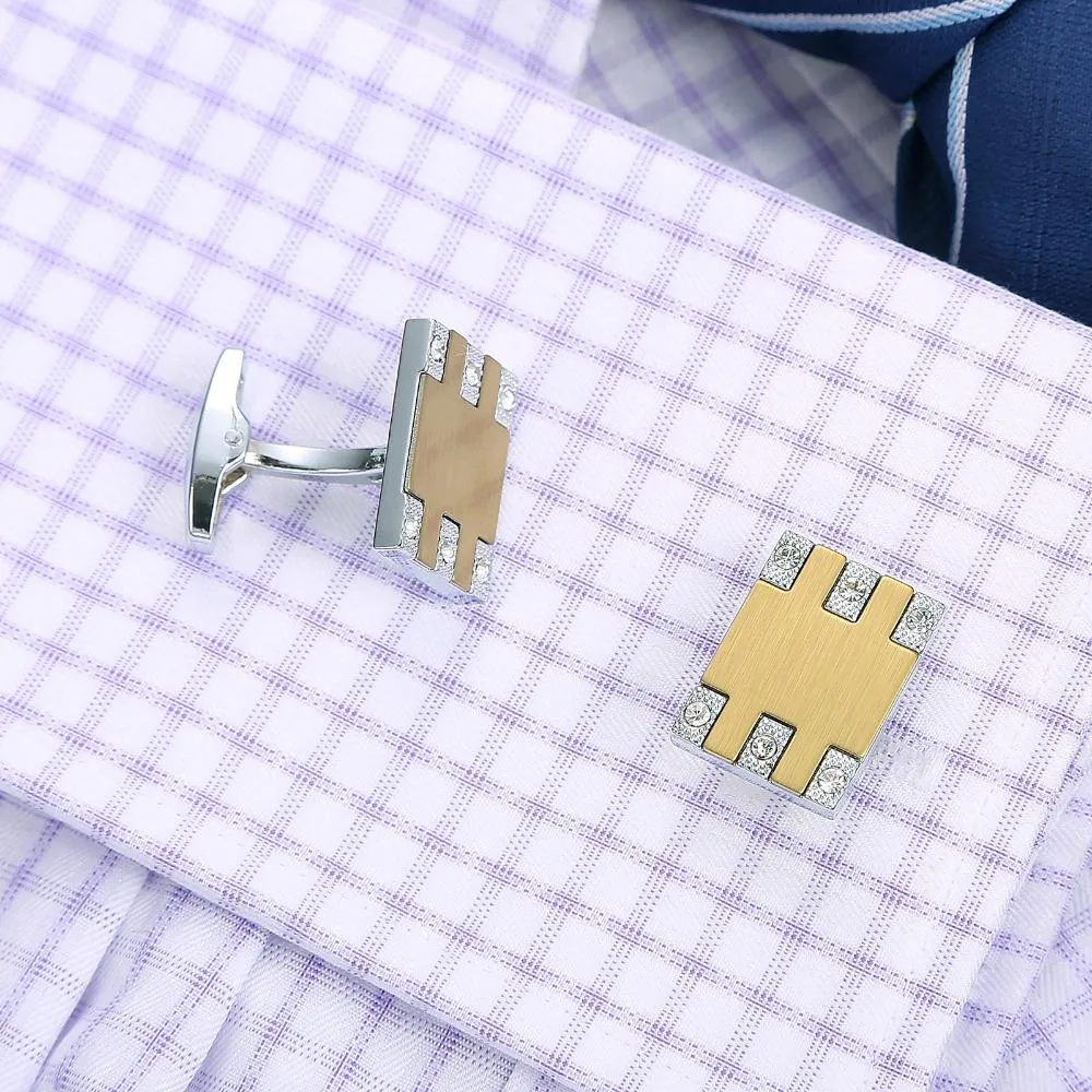 SQUARE RHINESTONE CUFFLINKS