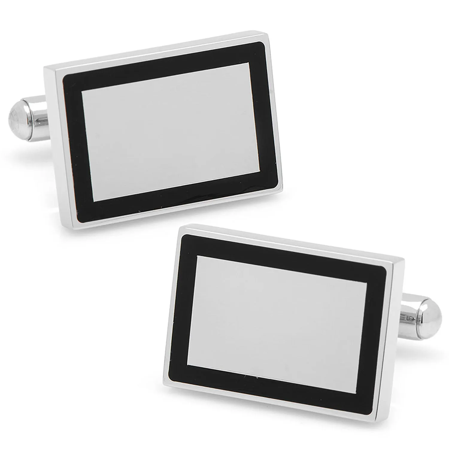 Stainless Steel Rectangle Engravable Framed Cufflinks