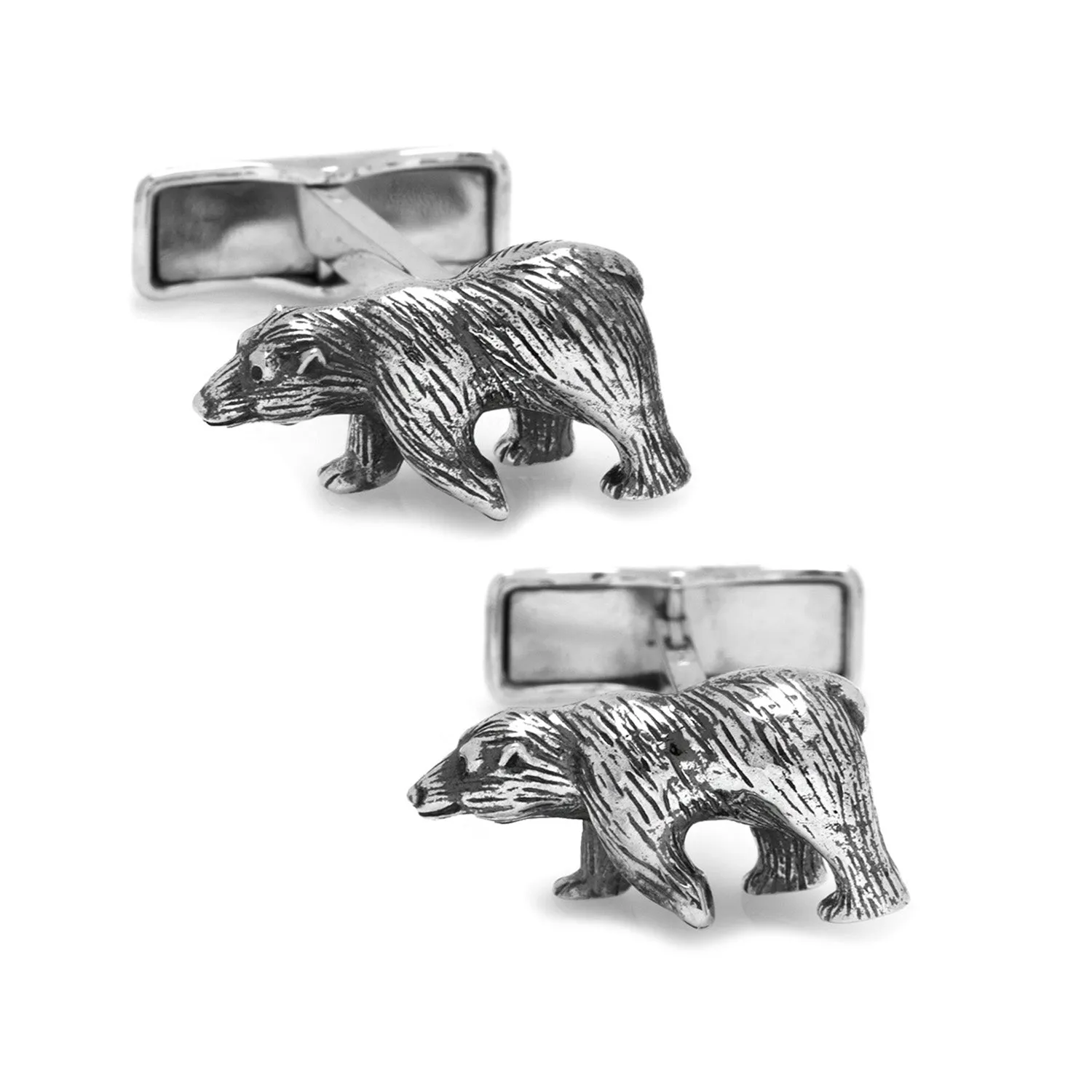 Sterling Silver Bear Cufflinks