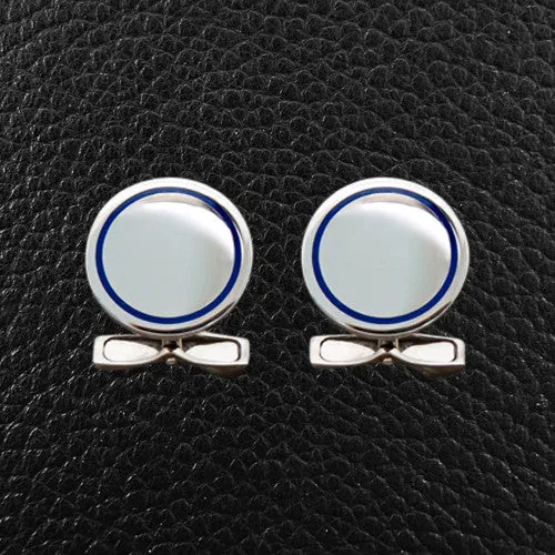 Sterling Silver Cufflinks with a Blue Accent