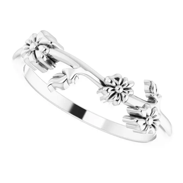 Sterling Silver Floral-Inspired Stackable Ring