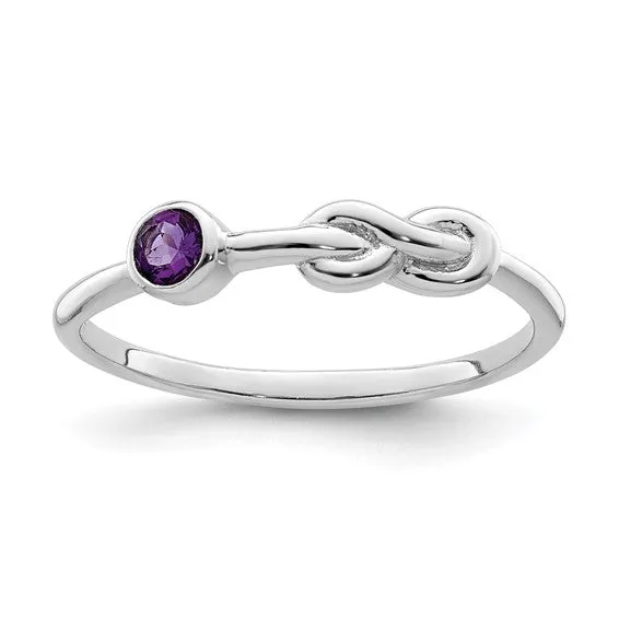 Sterling Silver Gemstone Infinity Knot Birthstone Rings