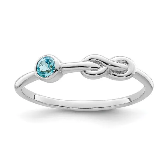 Sterling Silver Gemstone Infinity Knot Birthstone Rings