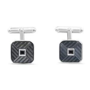 T-Bar Grey Black Onyx Cufflinks - Sterling Silver