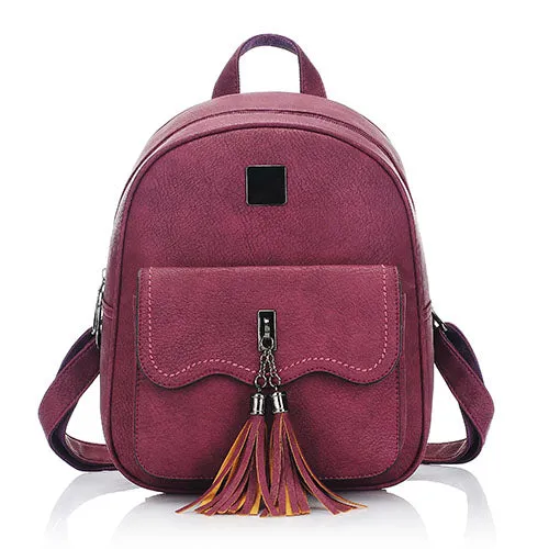 tassel women leather backpack