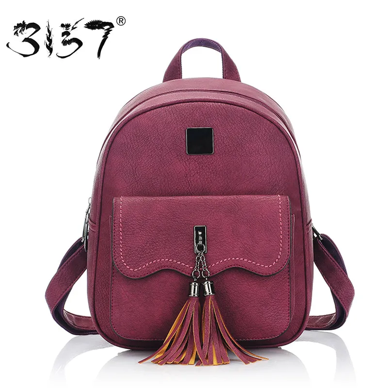 tassel women leather backpack