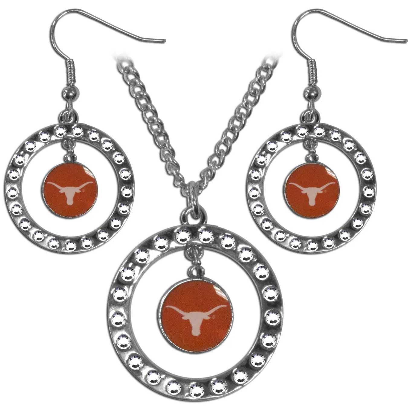 Texas Longhorns Rhinestone Hoop Jewelry Set