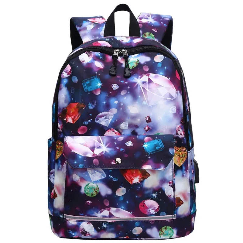 USB Charging Reflective School Backpacks