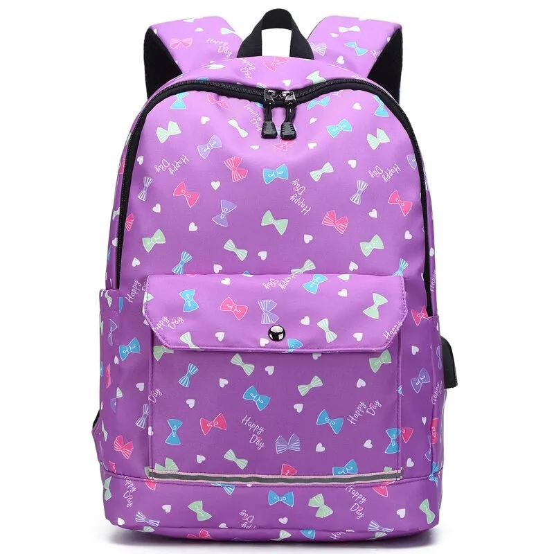 USB Charging Reflective School Backpacks