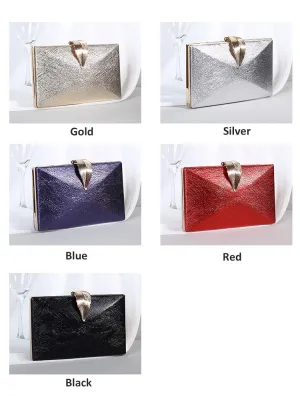 Women's Sleek Stylish Evening Metal Leaf Lock Clutch Bag