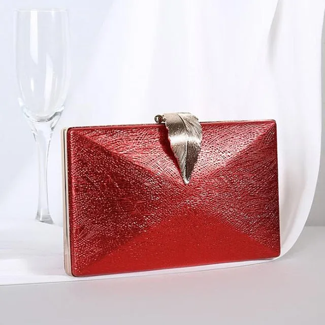 Women's Sleek Stylish Evening Metal Leaf Lock Clutch Bag