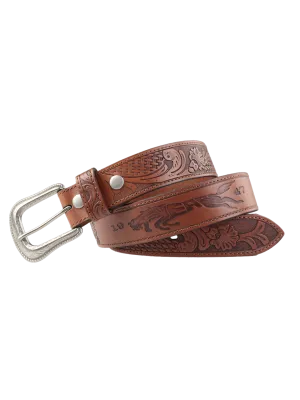 Wrangler Men's Brown Tooled Leather Belt