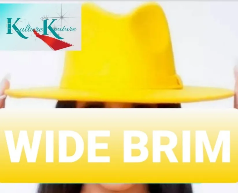 Yellow Wide Brim Fedora Hat